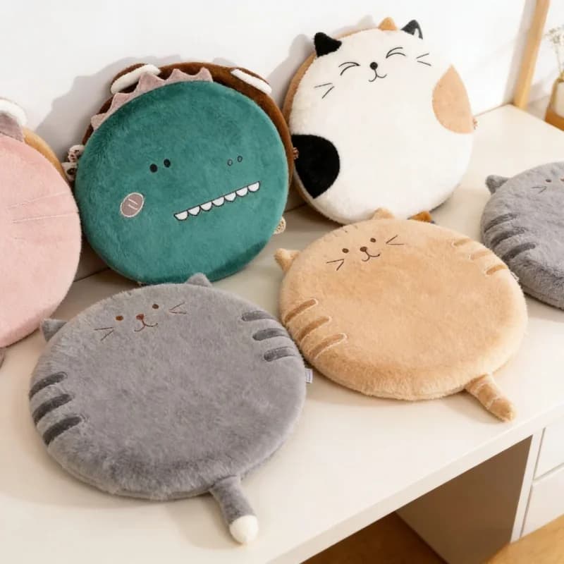 Cuscino Tatami Tinta Unita a Forma di Gatto, Cuscino Rotondo per Sedia in Memory Foam, Decorazione per la Casa con Massimo Comfort