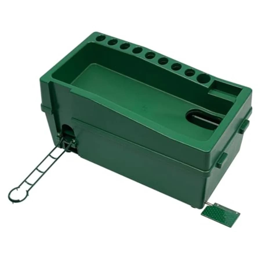 Simulatore di golf indoor: plastica ABS, nero, dispenser automatico di palline con altezza regolabile e organizer per 9 mazze da driving ra.