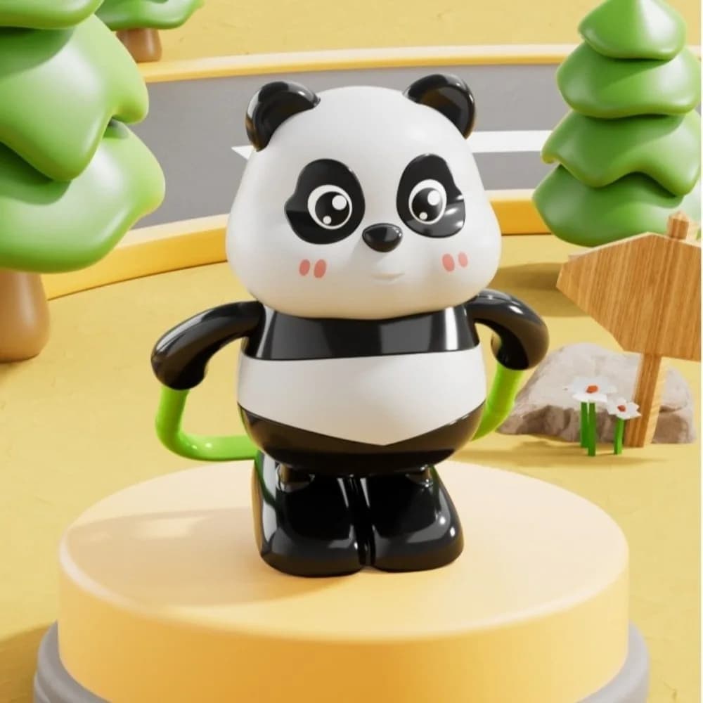 Novelty Skateboarding Action Wind Up Jump Rope Action Plastic Sports Panda Ornament Mechanical Children
