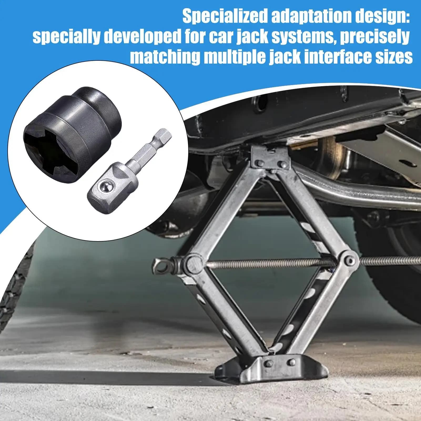 Jack Socket Adapter Scissor Jack Adapter For Hand Drill Heavy-Duty Tool Change Converter Rust-Resistant Accessories Attachment