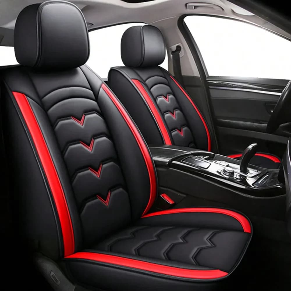 Coprisedili Auto Completi in Pelle PU per 5 Posti, Cuscini Anteriori e Posteriori Impermeabili e Traspiranti, Protezioni Sedili Auto Compatibili con Airbag