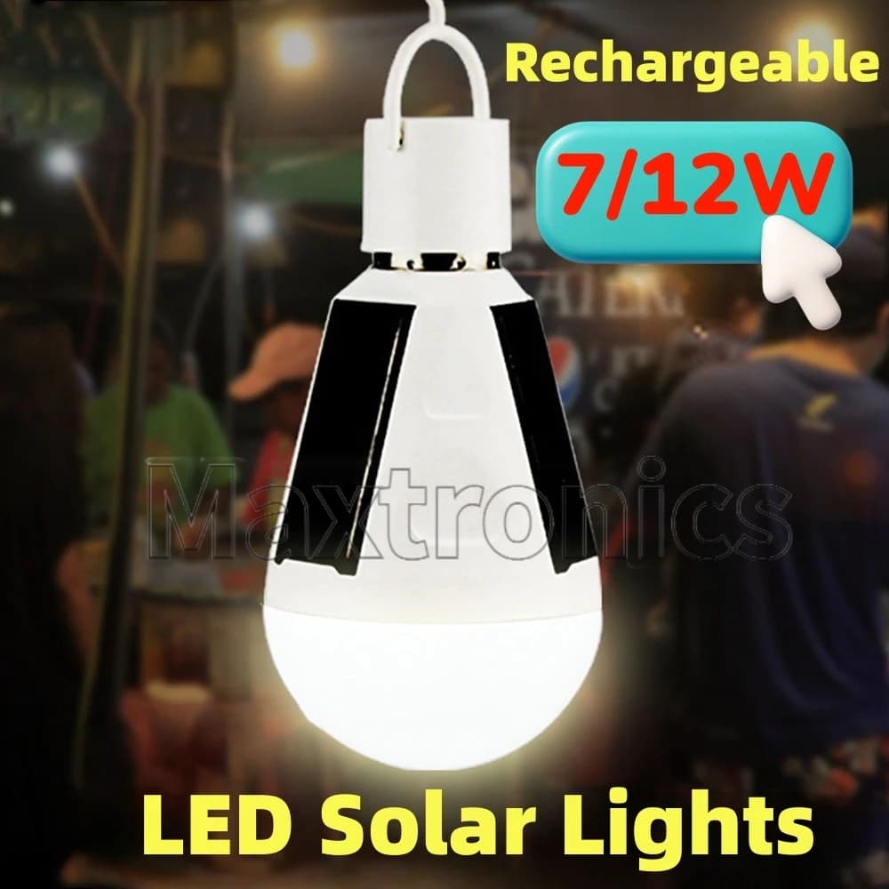 Garden Rechargeable E27 Protable LED Solar Lights 7W/12W LED Solar Power Bulb Lampada LED Waterproof Outdoor Camp Tent Light New
