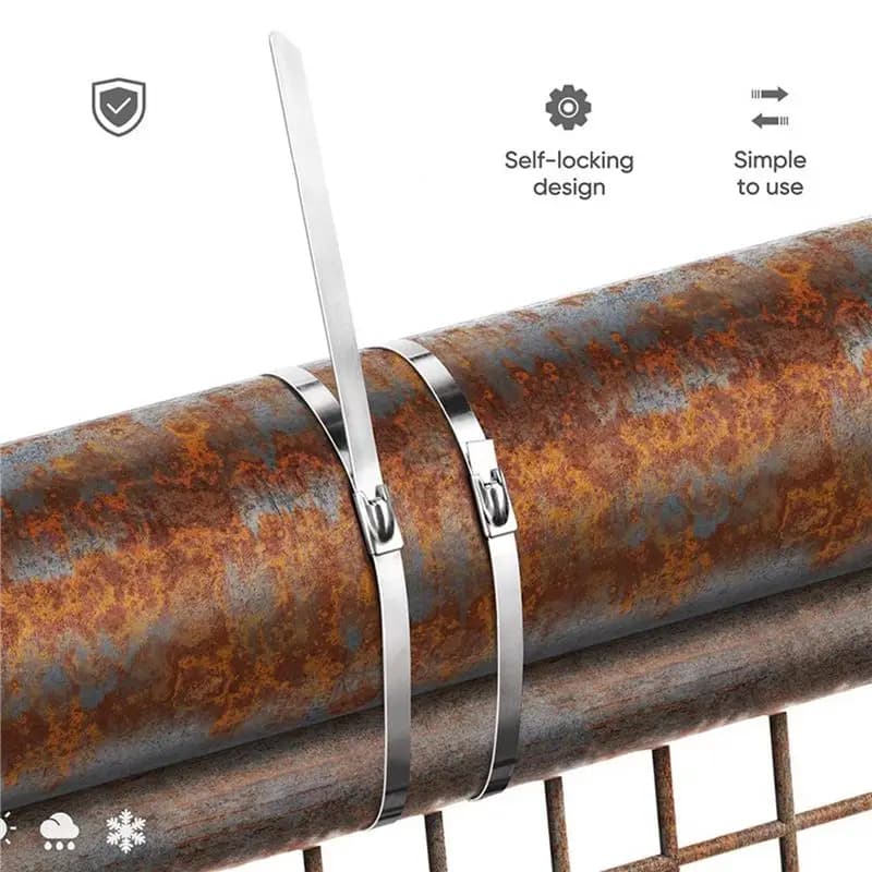 DT39 Stainless Steel Zip Ties, Self-Locking Metal Cable Tie, 1000Pcs 4.6x300mm, Multi-Purpose for Outdoor Garden Chain Link
