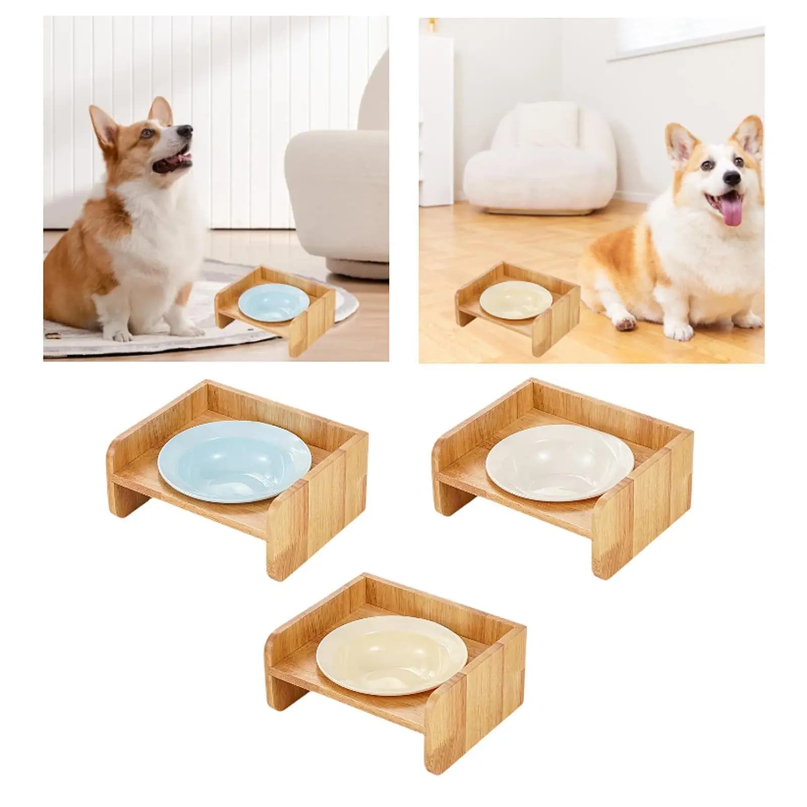 Ciotola per gatti Supporto in legno Distributore di acqua staccabile Contenitore per alimenti antiscivolo Ciotola per mangiatoia per animali domestici multifunzione per accessori per piccoli animali domestici