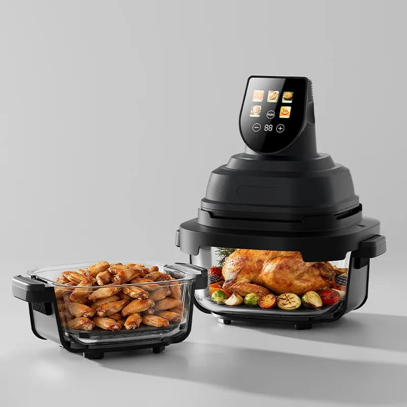 Wholesale 2025 New intelligent cross-border air fryer without oil Automatic domestic electric modern square fryer with 1 year warranty
