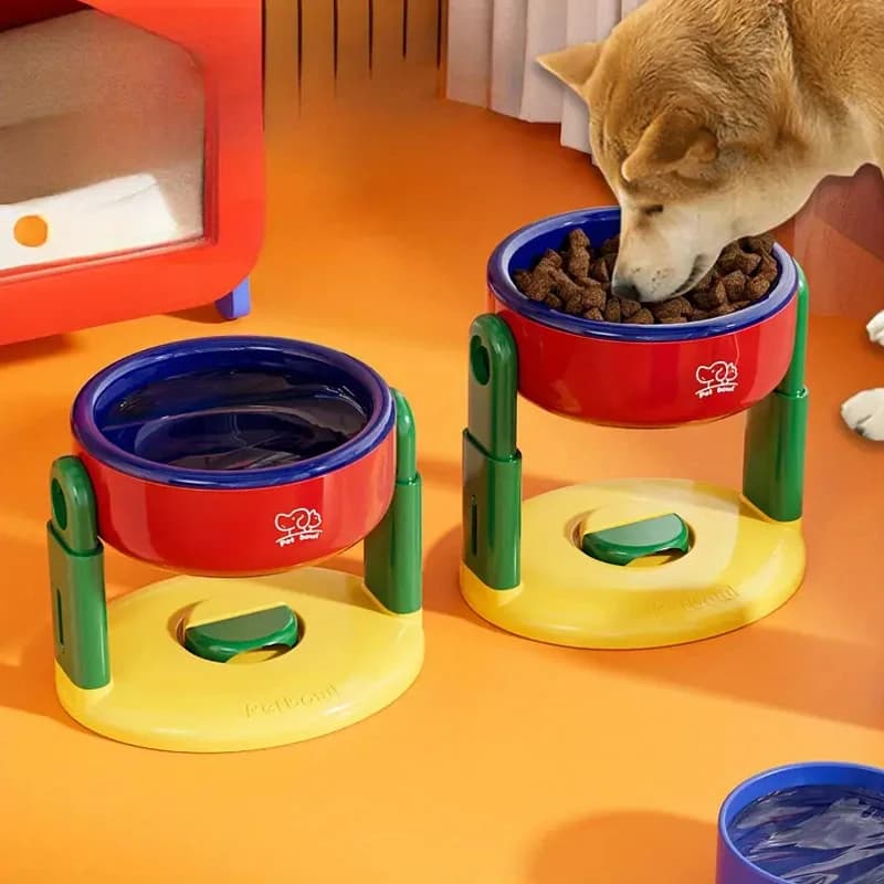 Ventosa sollevabile Ciotole per cibo per cani e gatti rialzate antiscivolo Regolazione dell'altezza a 3 livelli Proteggi la ciotola per animali domestici Ciotole per animali domestici con colonna vertebrale cervicale