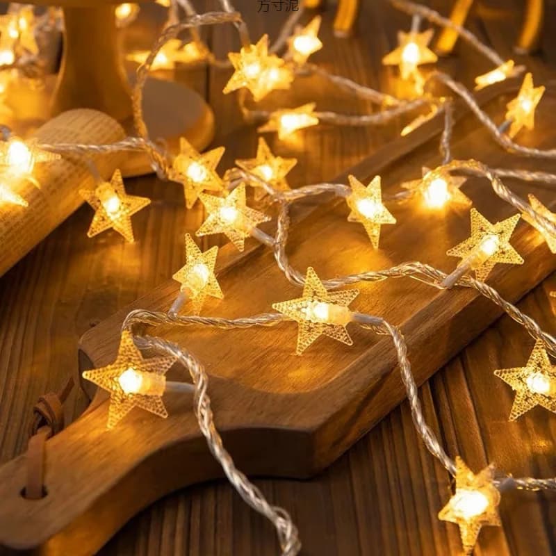 Luci a stringa a stella a LED, decorazioni da campeggio per interni ed esterni, illuminazione ambientale per feste di compleanno USB