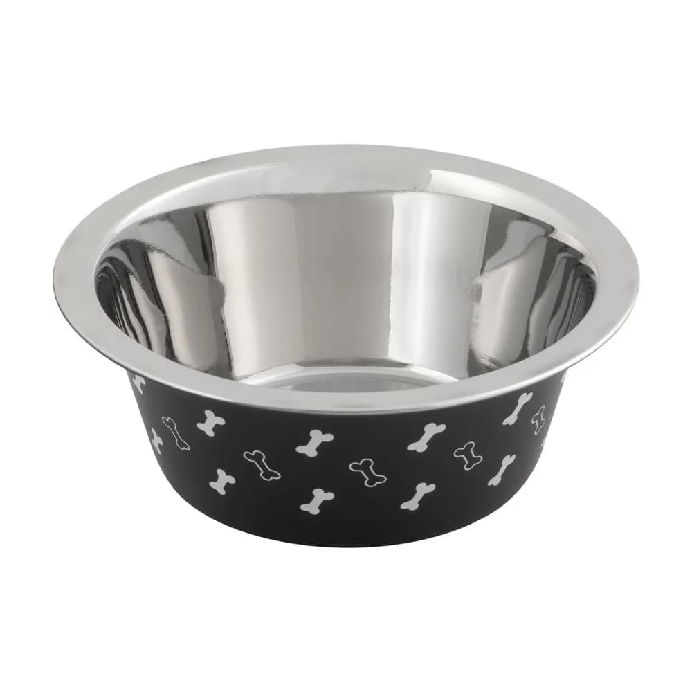 Stainless Steel Dog Bowl with Bone Design Pet Food Water Feeder Dish 760ml Anti Slip Non Skid Heavy Duty Pet Supplies for Dogs Cats Pets