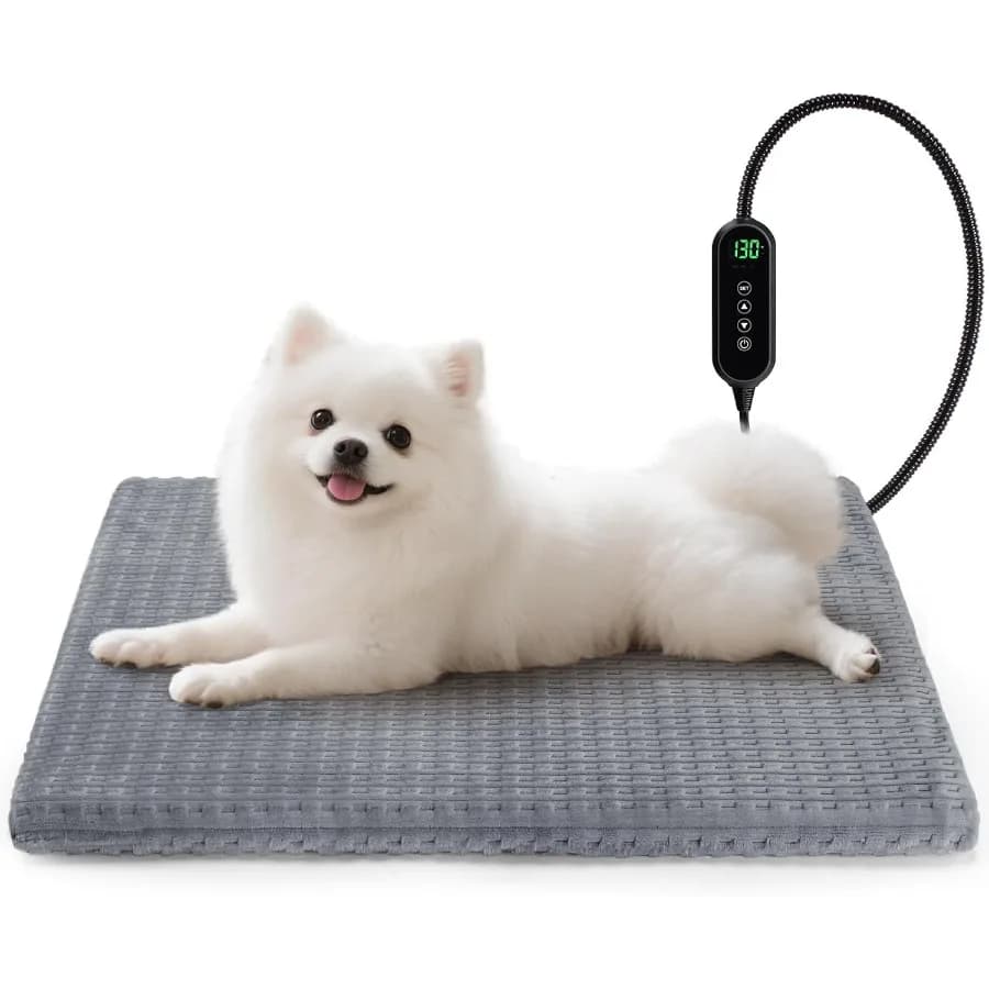 Lettino per animali riscaldato impermeabile con temperatura regolabile e timer per gatti e cani da interno Tappetino elettrico per animali domestici con resistente alla masticazione S