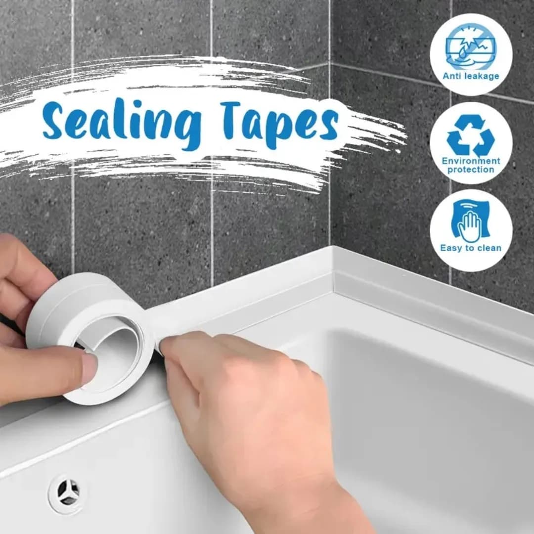 Nastro sigillante impermeabile in PVC da 3,2 m per lavabo, doccia, vasca da bagno e WC - Adesivo da parete autoadesivo