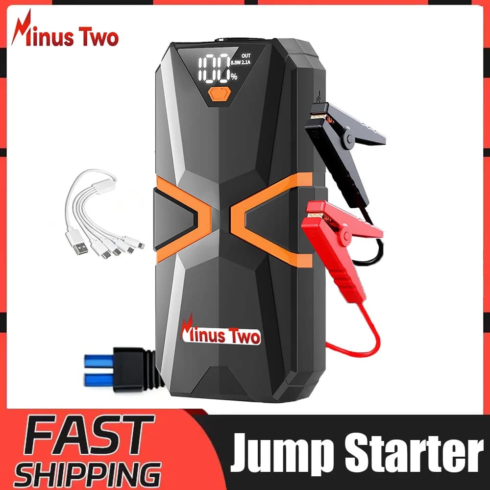 Portable Car Jump Starter & Air Compressor, 12V Digital Tire Inflator, Emergency Power Bank with LED Flashlight for SUV