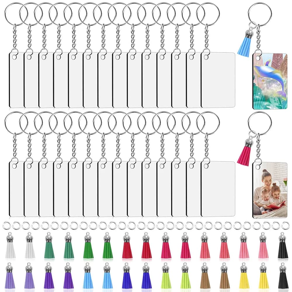 120 pezzi di sublimazione portachiavi grezzi set con portachiavi nappe portachiavi anelli e anelli di salto per creazione portachiavi fai da te