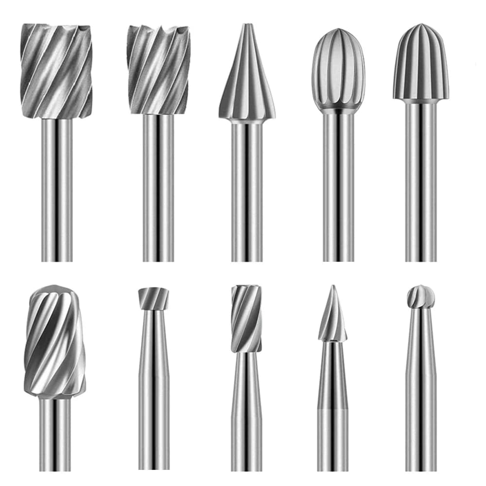 Set di 10 frese rotanti HSS per acciaio, frese a coda di topo per metallo, set di frese rotanti per metallo duro, compatibili con utensili per la lavorazione del legno