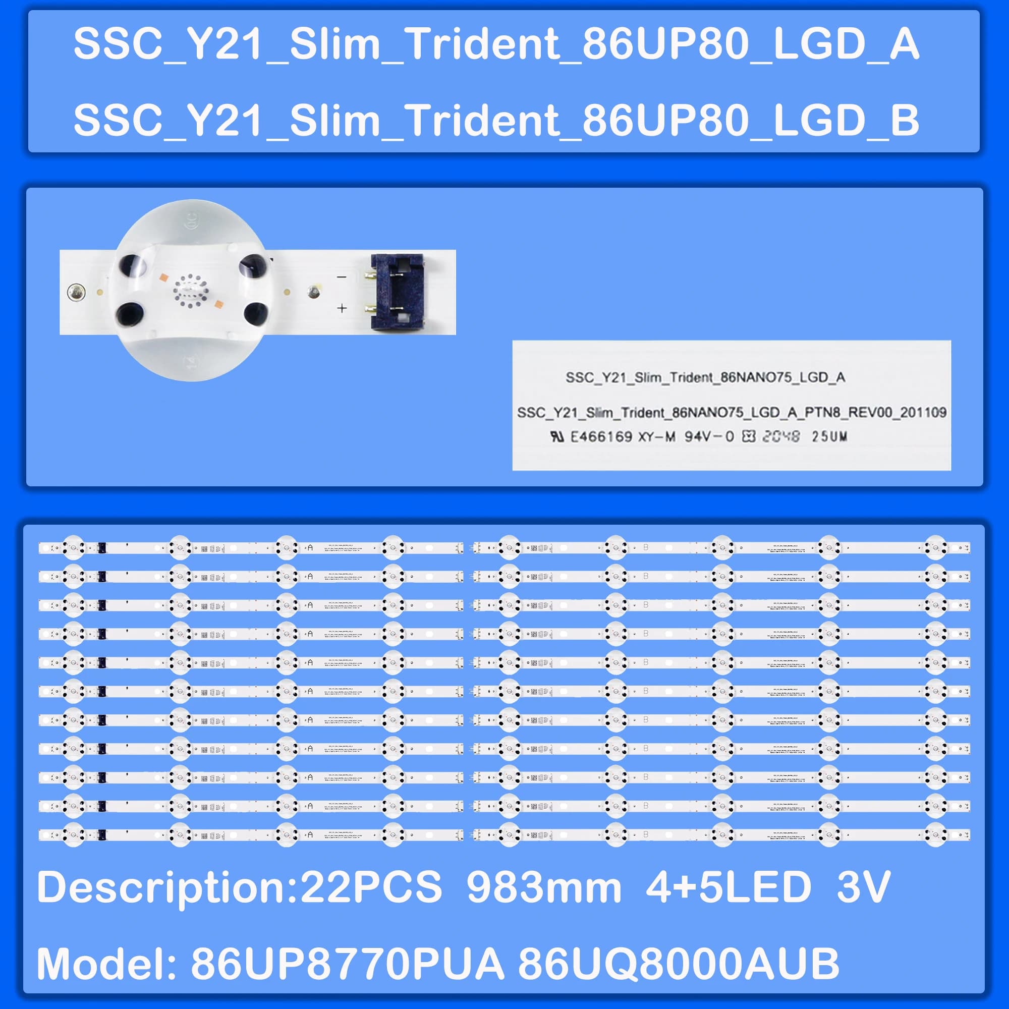 Strisce di retroilluminazione a LED per 86NANO75UPA 86NANO75SPA 86NANO75SQA 86NANO75VPA 86UR8000AUA 86UQ8000AUB 86UQ7590PUD 86UQ7070ZUD
