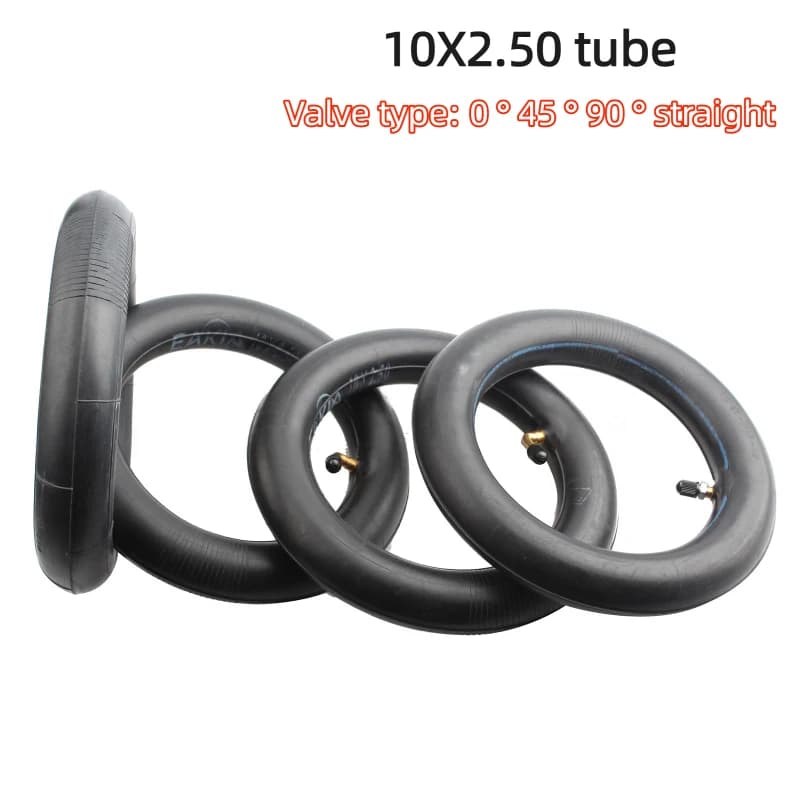 Camera d'aria 10x2.50 con valvola piegata a 45/90 gradi per passeggino, monopattino, scooter elettrico, skateboard da 10 pollici