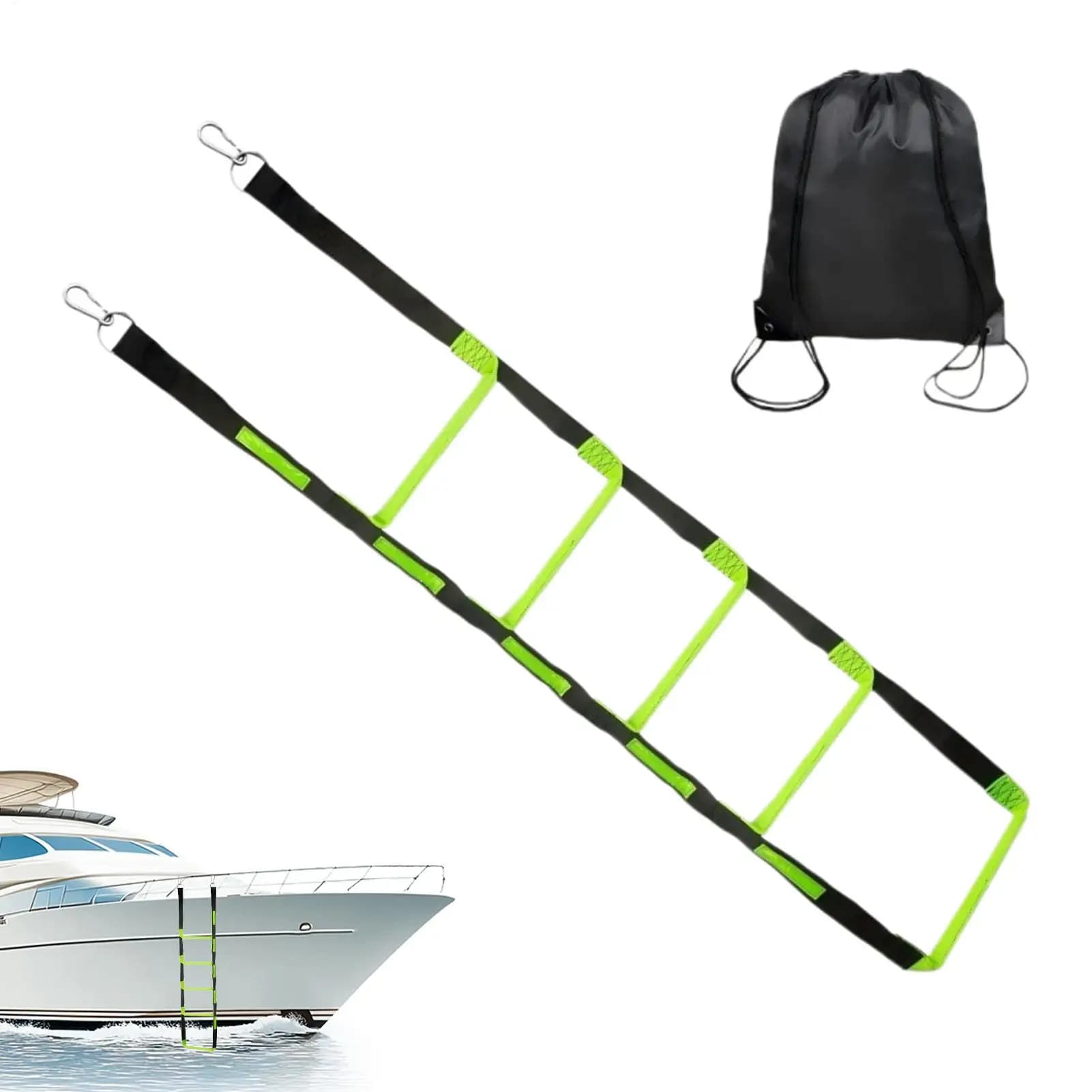 Boat Rope Ladder Portable 5 Step Docking Rope Stair Folding Boat Ladder For Marine Yacht Kayak Pontoon Canoeing Fishing Swimming