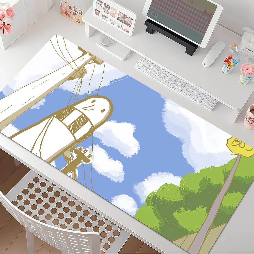 G-Goodnight P-Punpun Cool Anime Mouse Pad Anti Slip Rubber Edge Locked Thickened Laptop Gaming Desk Mat