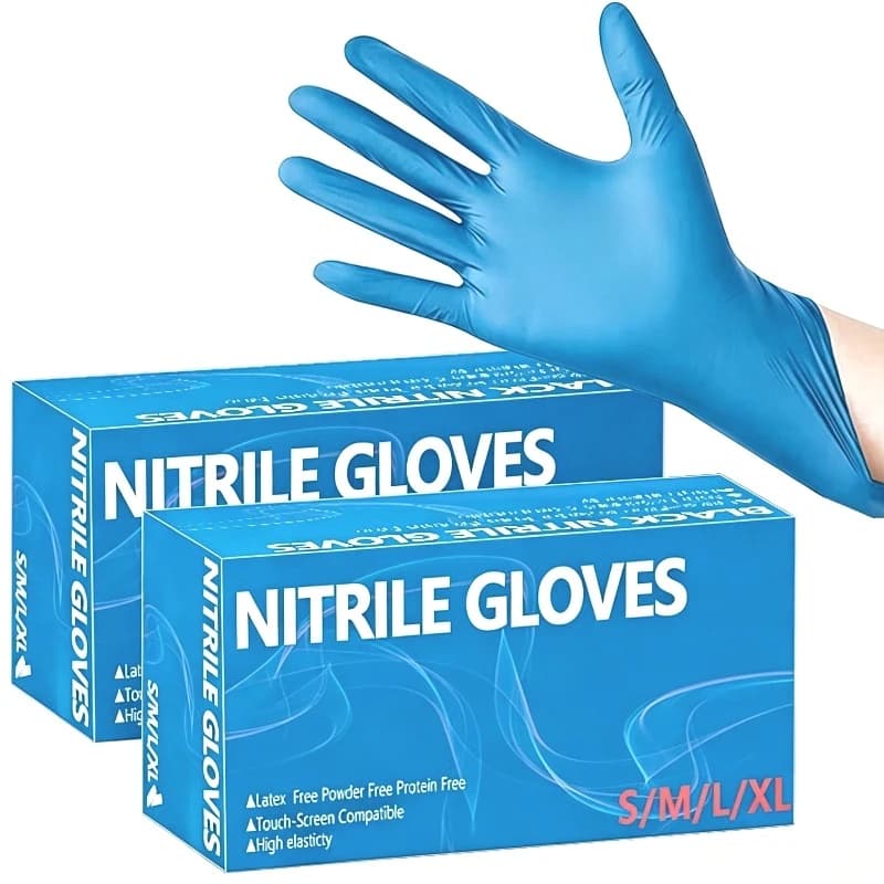 25/50/100 Pezzi Guanti Monouso in Nitrile Blu per Pulizie, Parrucchieri, Uso Domestico, Lavaggio Piatti, Bagno Animali