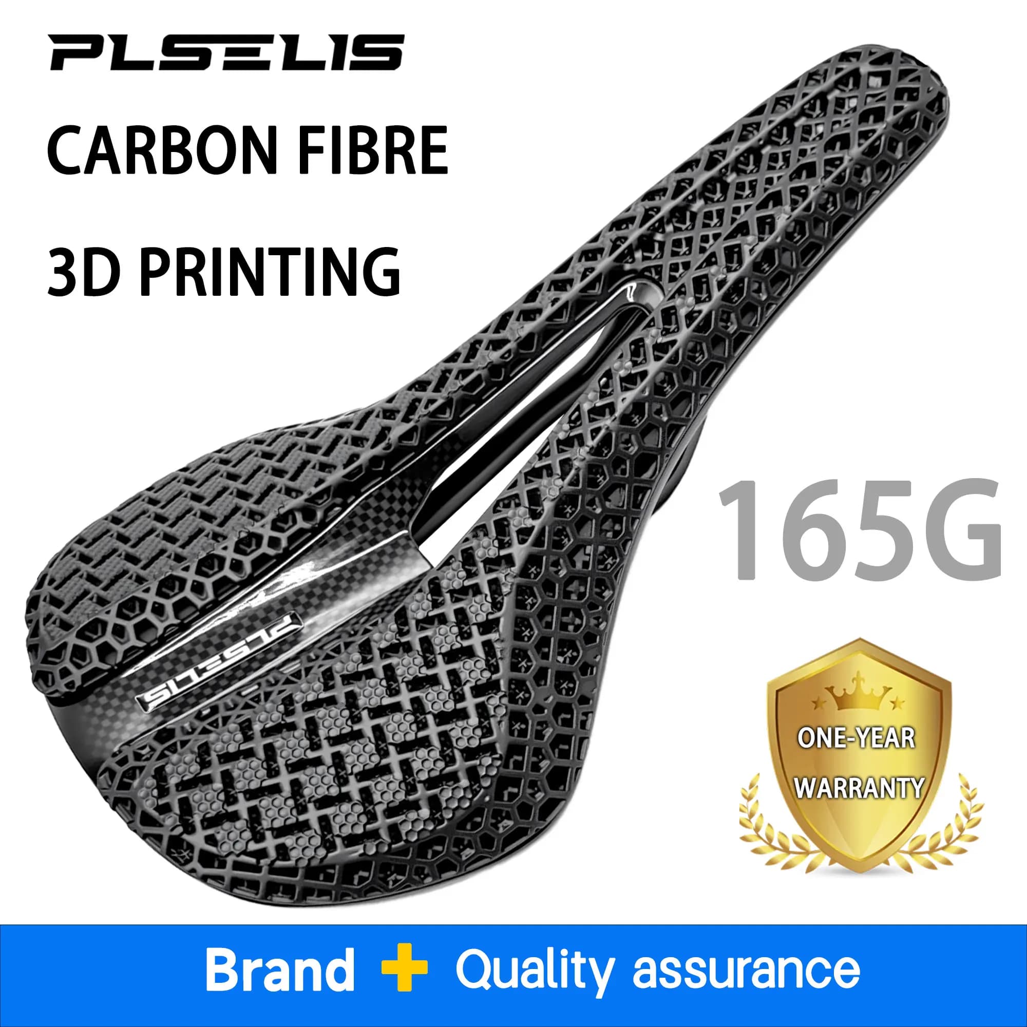 Plselis Sella per bicicletta interamente in carbonio Leggera 165 g Assorbimento degli urti Design ergonomico Cuscino per sedile per bici per una guida confortevole