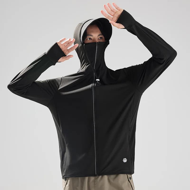 Summer Jackets UPF 50+ UV Solar Protection for Men, Ultra-Level Sports Clothing with Hood, Casual Jackets Windproof