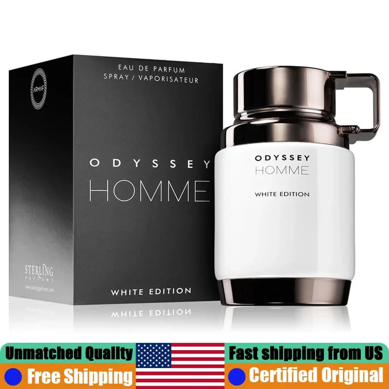 Armaf Odyssey Homme White Edition Eau de Parfum Spray 3.4 Oz Premium Men's Versatile Oriental Fougere EDP Perfume Pheromones Cologne Portable Lasting Fresh Citrus Woody Fragrance for All Occasions Everyday Wear & Gifting 100ml Original Arabic Perfumes