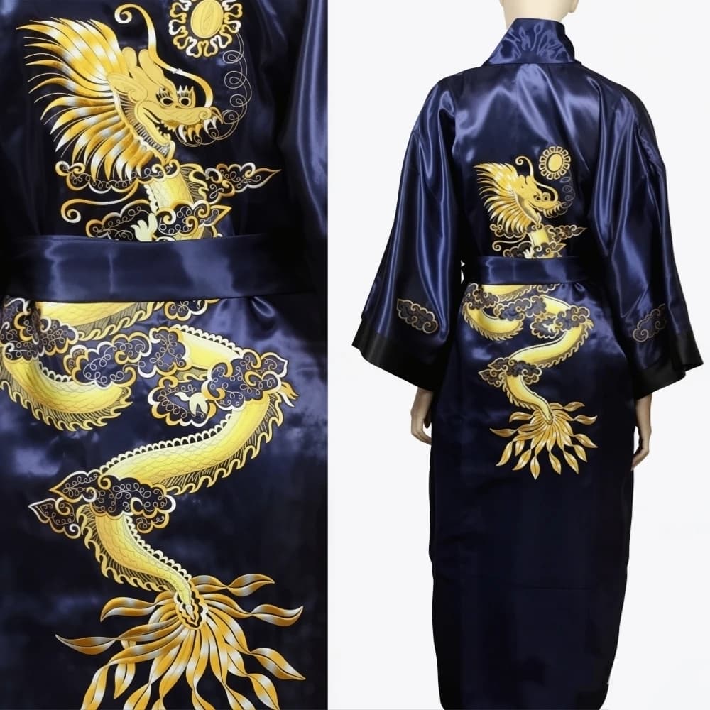 Anime Dragon Kimono Bathrobe Gown Men Satin Homewear Large Size 4Xl Nightwear Male Summer Spring Wedding Robe Loose Sleepwear