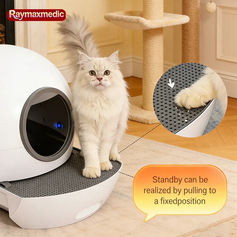 Lettiera Automatica Intelligente Raymax 65L con Controllo APP, Ampio Spazio ed Eliminazione degli Odori, per Gatti fino a 8 kg