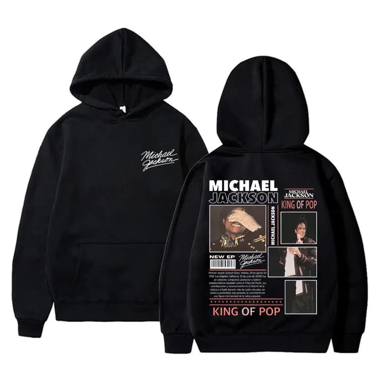 Felpa con cappuccio grafica Michael Jackson King of Pop Uomo Donna Felpa con cappuccio vintage gotico rock Maschile Hip Hop Punk Felpe con cappuccio oversize