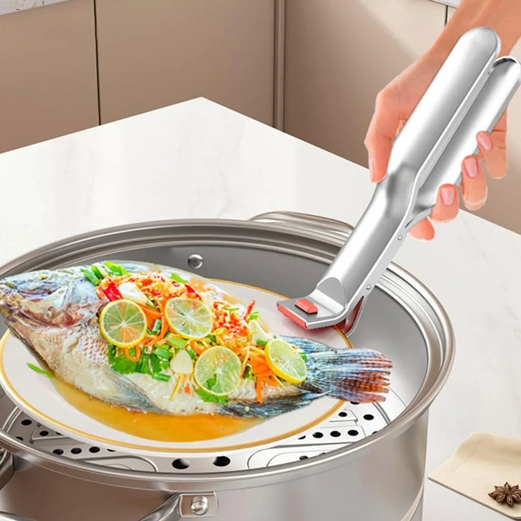 Clip Antiscottatura in Acciaio Inossidabile per Piatti Caldi, Morsetto Antiscivolo per Ciotole, Supporto per Padelle, Friggitrici ad Aria, Vaporiere e Forni