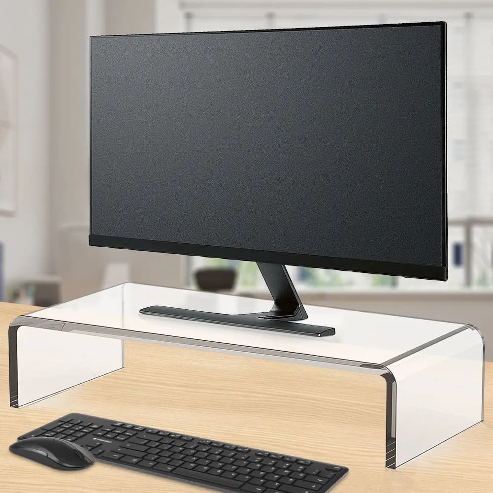 Supporto per Monitor in Acrilico, Stand per Computer da Scrivania, Supporto per Laptop/PC/Monitor Multimediale per Casa e Ufficio, Porta Stampante, TV, Schermo e Tastiera