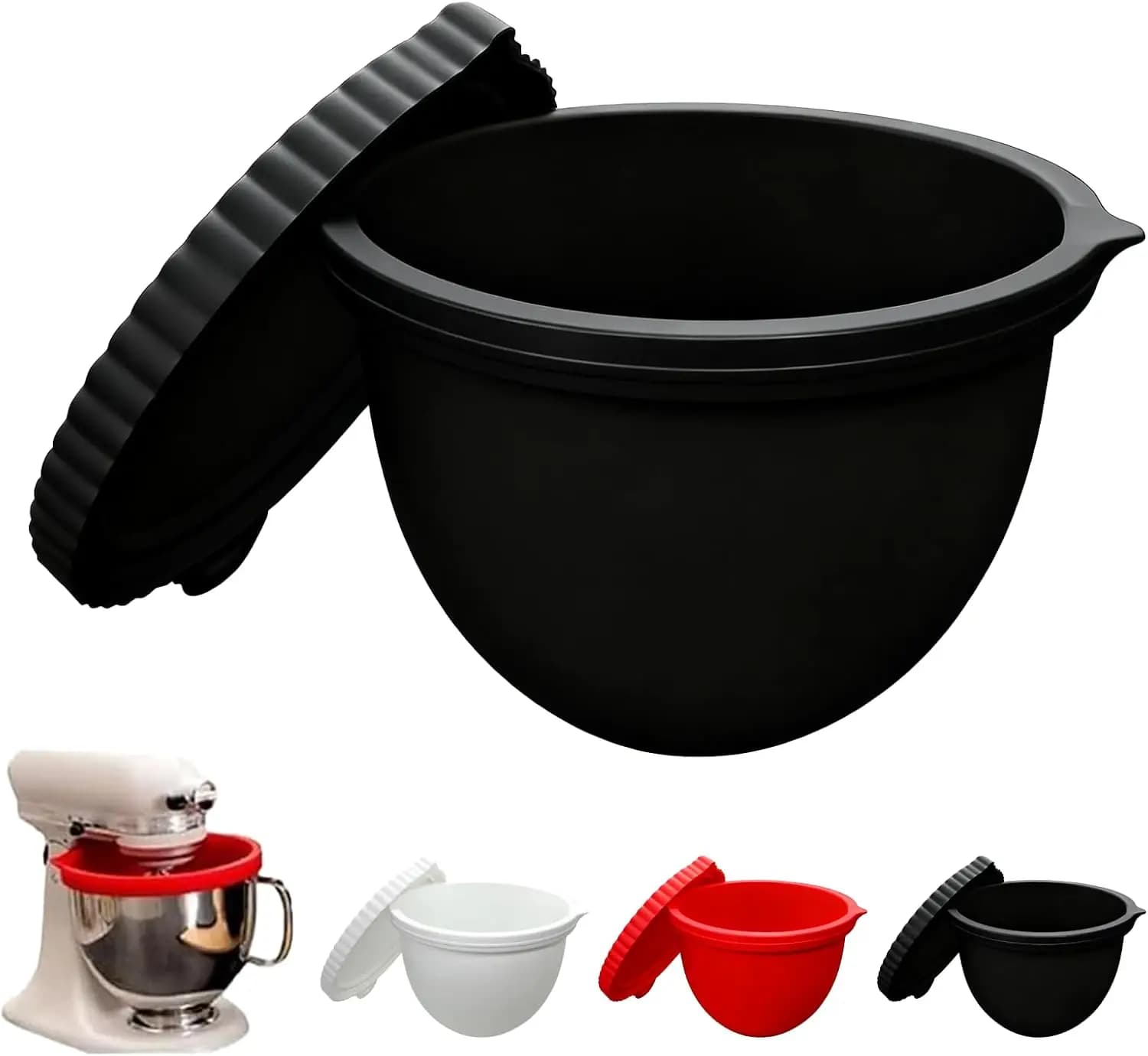 Silicone Bowl Liner With Lids 7inch Large Capacity Heat Resistant Silicone Liners For Tilt-Head 5 Qt Mixers Kitchen Baking Tools