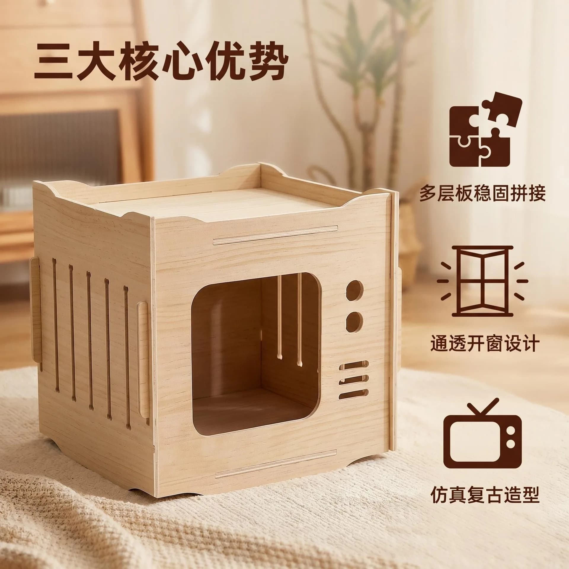 Cuccia per gatti in legno, impilabile, chiusa, multistrato, per tutte le stagioni, per uso domestico, forniture per animali domestici, villa per gatti