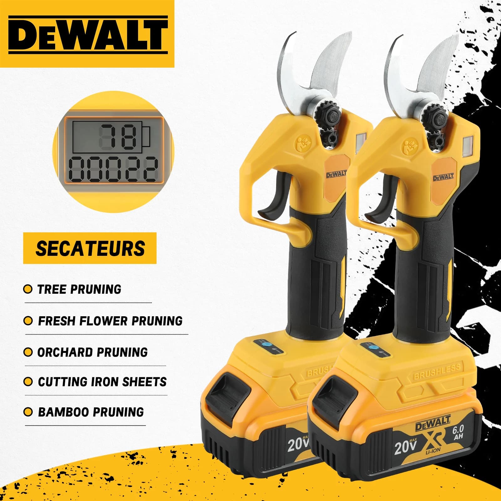 Dewalt 18 V battery pruning shears: the ideal tool for cutting fruit trees and branches effortlessly and accurately in your garden