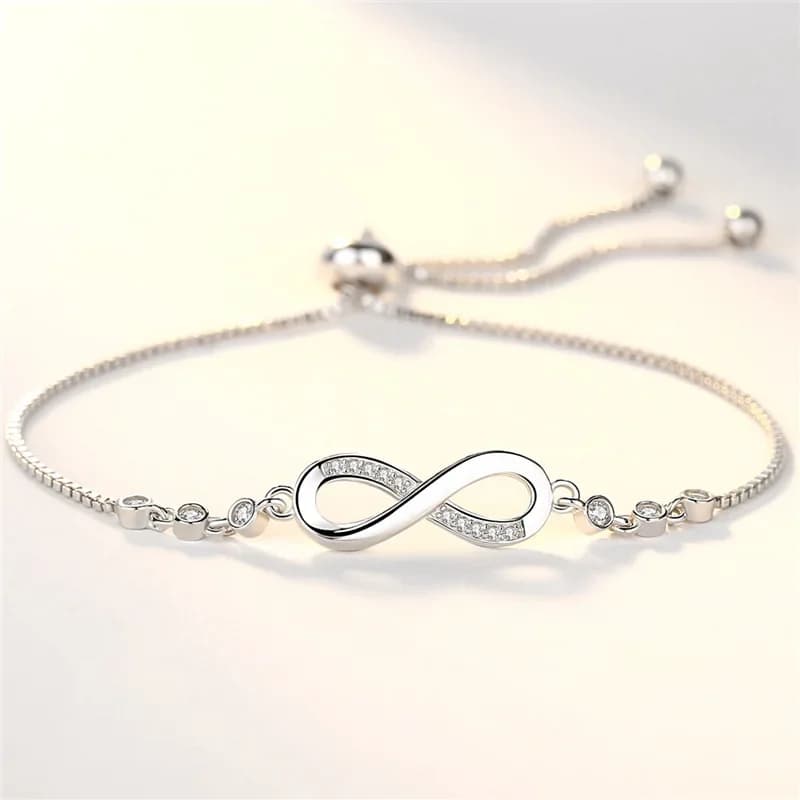 Braccialetti di cristallo dell'argento sterlina fine 925 per le donne Braccialetti con ciondoli regolabili con nodo vintage di moda Regali di gioielli da sposa per feste