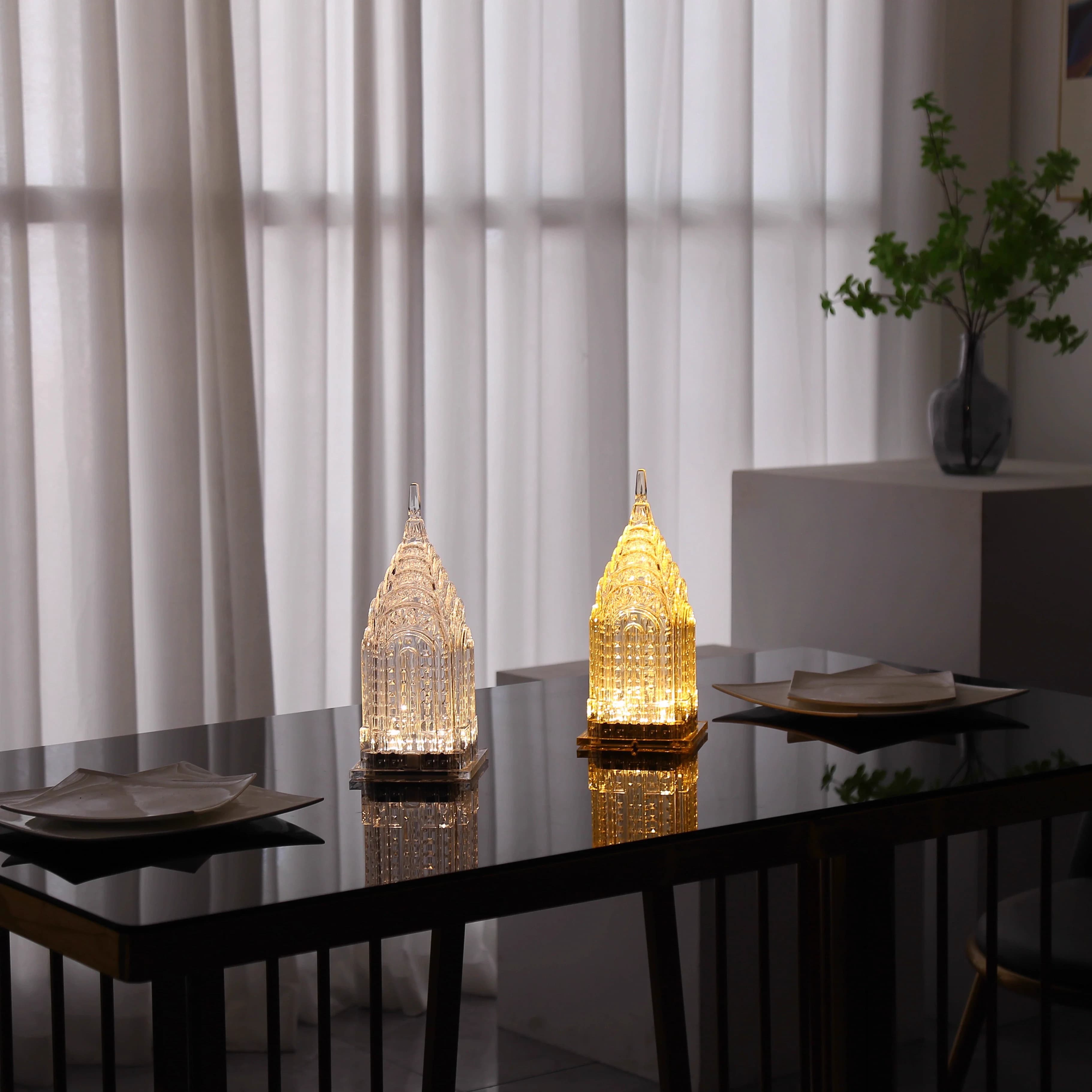 Lampada da scrivania dall'atmosfera ceca, decorazione del soggiorno, luce notturna in cristallo acrilico, modello di ricarica della camera da letto