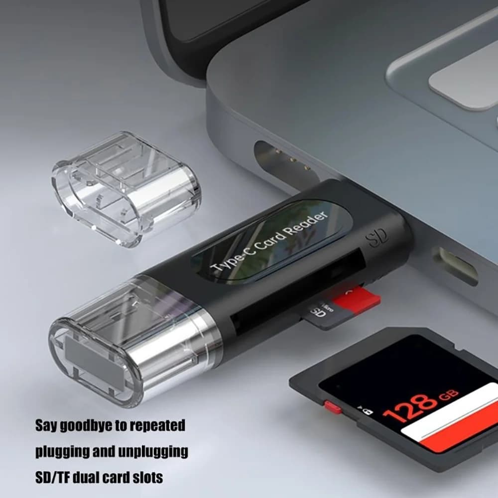 4‑in‑1 Multi‑Function OTG USB Card Reader High‑Speed USB 2.0 Adapter Portable External Data Connector TF SD Memory Card Reader
