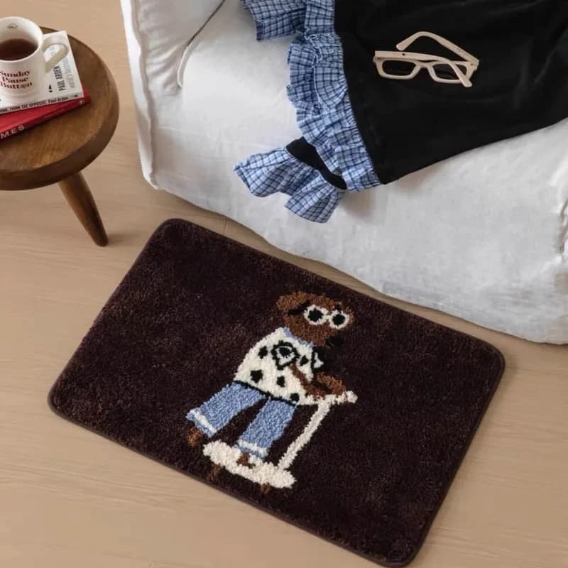 Tappeto da bagno antiscivolo con motivo cucciolo giocoso VIKAMA, tappetino morbido, decorazione con simpatici cani per bagno, soggiorno, casa