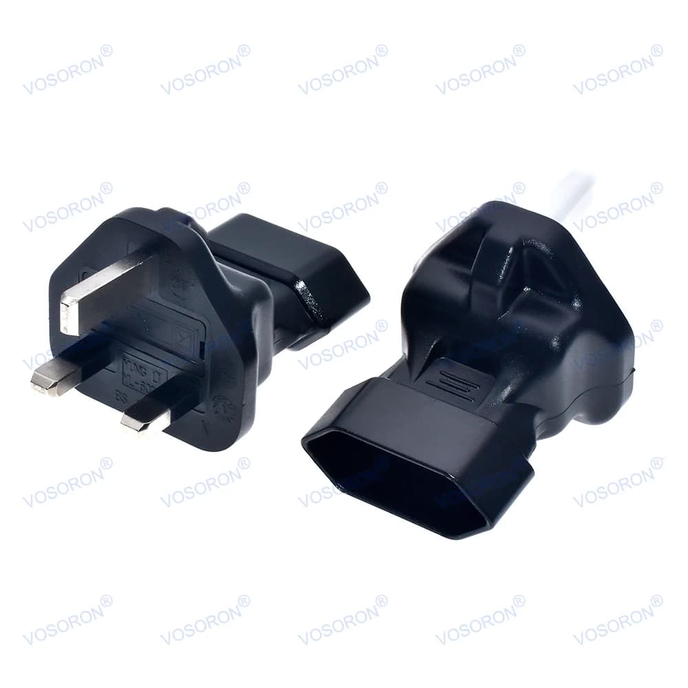 EU 2 Round Pin Plug to UK 3Pin Travel Adapter, Built-in 3A Safety Fuse, 4.0mm Round Hole Converter for Europe Singapore Malaysia
