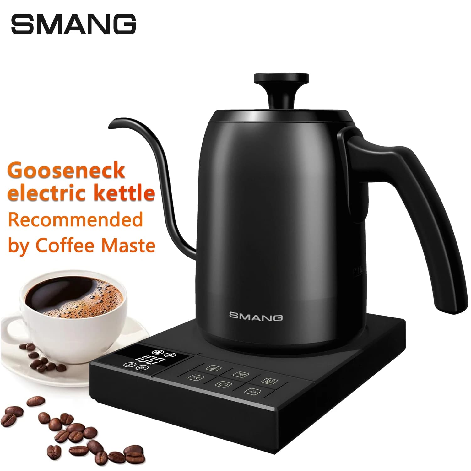 Bollitore Elettrico SMANG 900W con Beccuccio Flessibile, 0.6L, Controllo Intelligente della Temperatura, per Caffè e Infusi, Riscaldamento Rapido