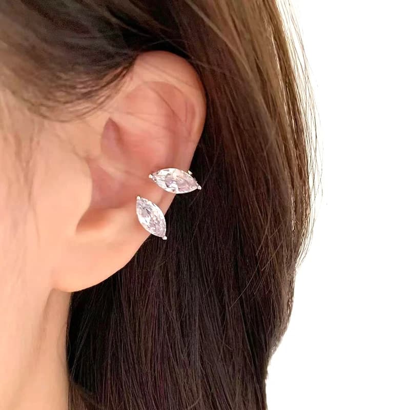 Sparkling Zircon Ear Bone Clip Without Clip Earrings Wedding Piercing Tassel Ear Cuff Jewelry For Women
