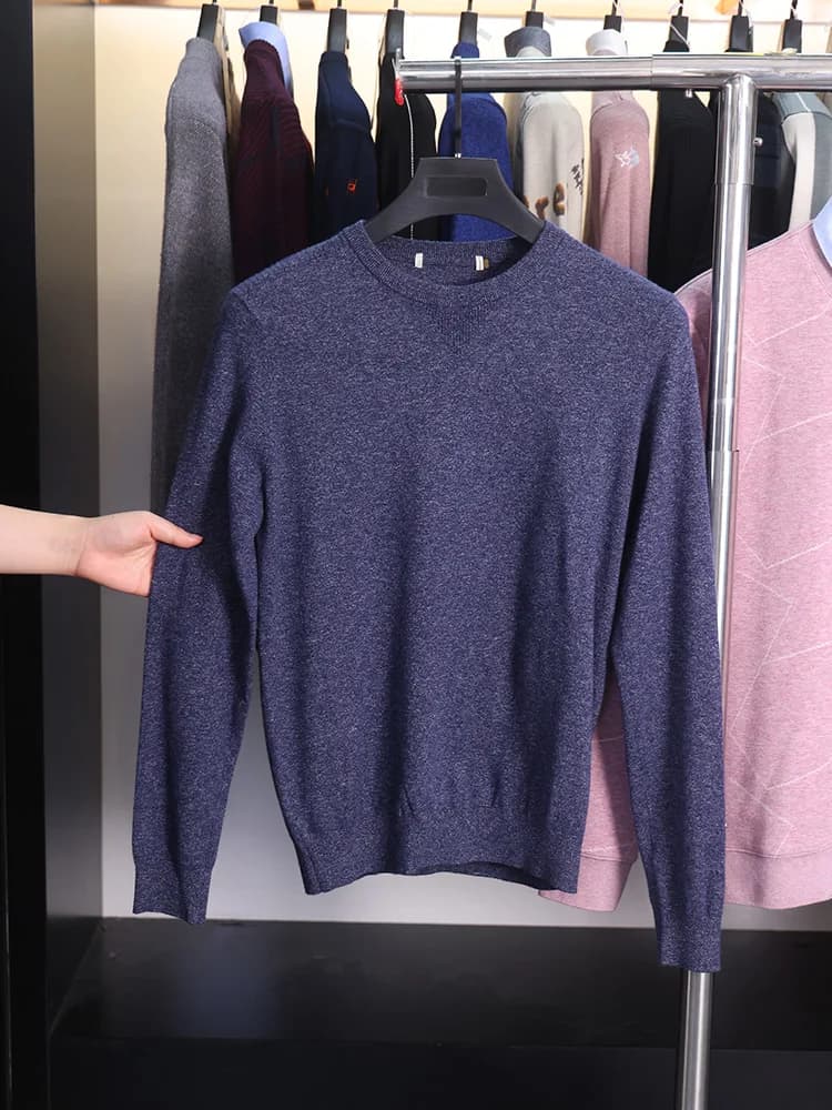 Maglione Morbido a Maniche Lunghe con Collo Rotondo per Uomo, Alla Moda in Filato Core Spin, Comodo per Primavera e Autunno