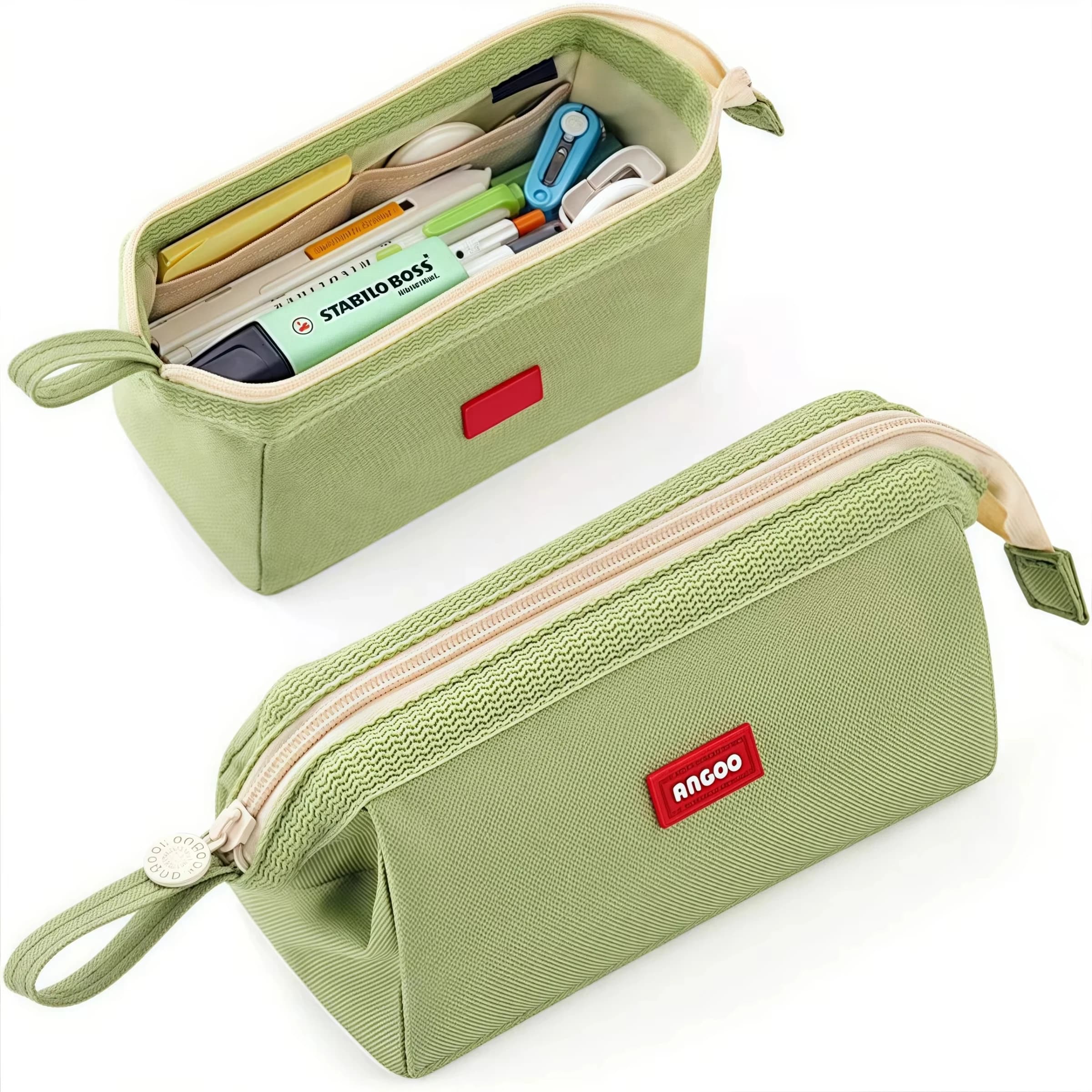 Astuccio per matite di grande capacità con etichetta portapenne Custodia minimalista per cancelleria per studenti Borsa portaoggetti per cancelleria creativa