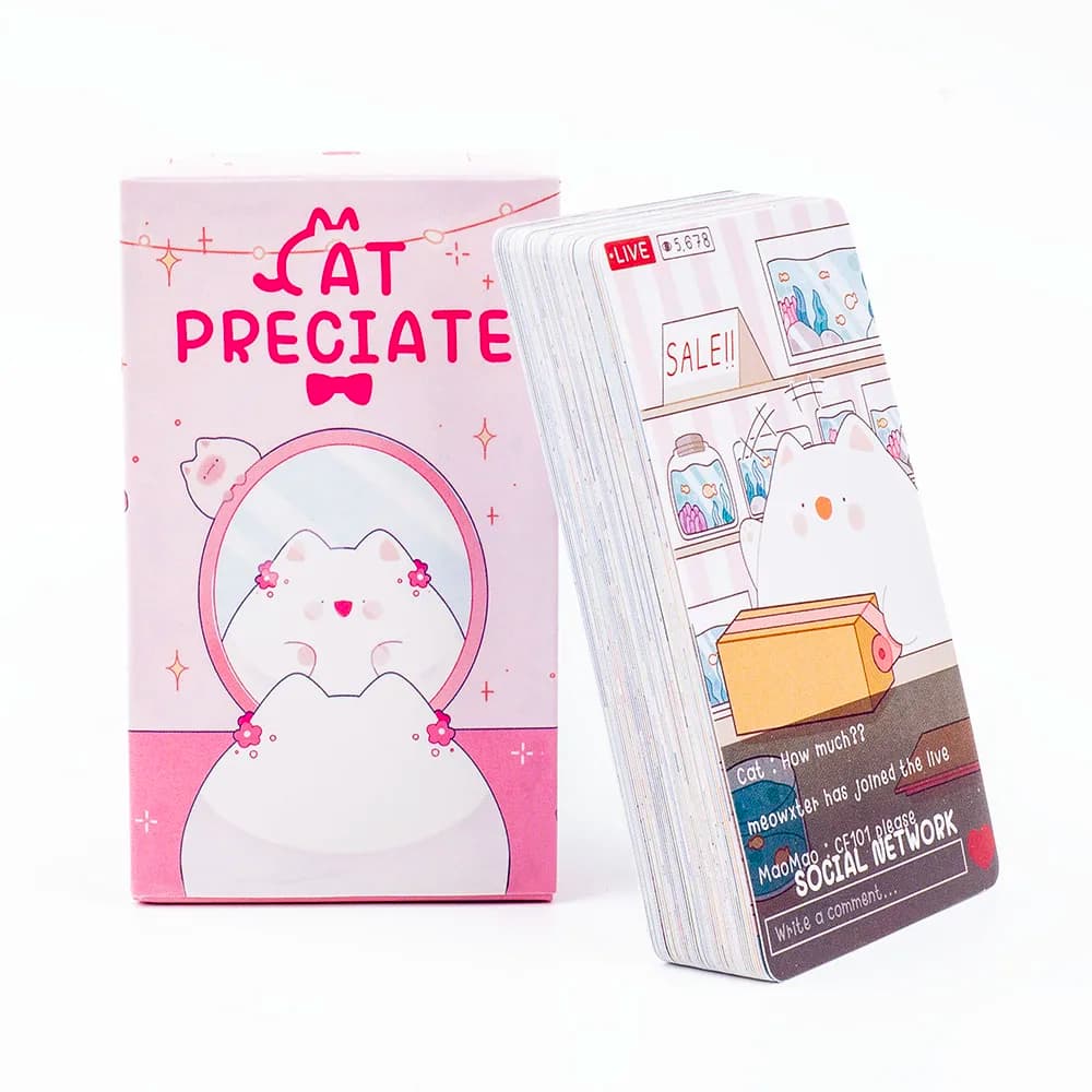 Cat Preciate 48 Cards Tarot Deck Major & Oracle - Fate Divination 10.4x6.1cm for Family Party Board Games Prophecy