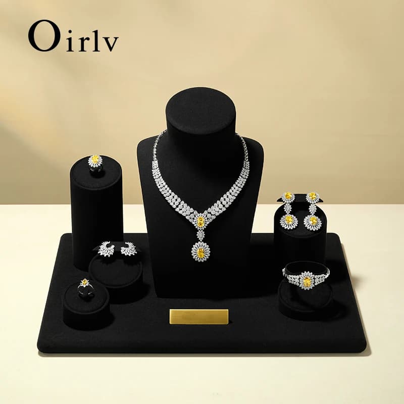 Oirlv Black High-End Jewelry Display Stands for Rings Earrings Necklaces Bracelets - Premium Window Display Prop