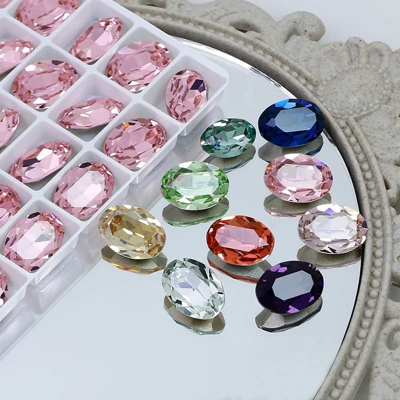 8x6mm K9 Strass di cristallo Pietre ovali Perle di vetro Strass Pointback Pietra Diamanti per vestiti Abito da sposa Arte Unghie Scarpe Borsa