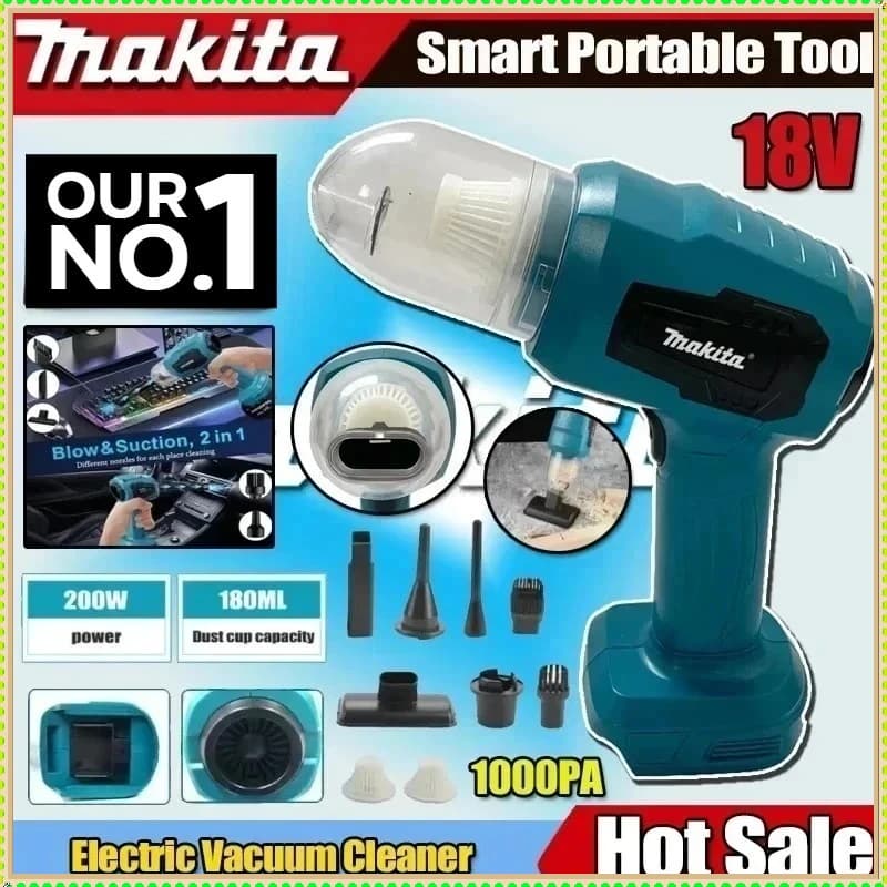 Mini aspirapolvere per auto Makita, multifunzione, portatile, ricaricabile, strumento per la raccolta della polvere, compatibile con batterie Makita 18V.