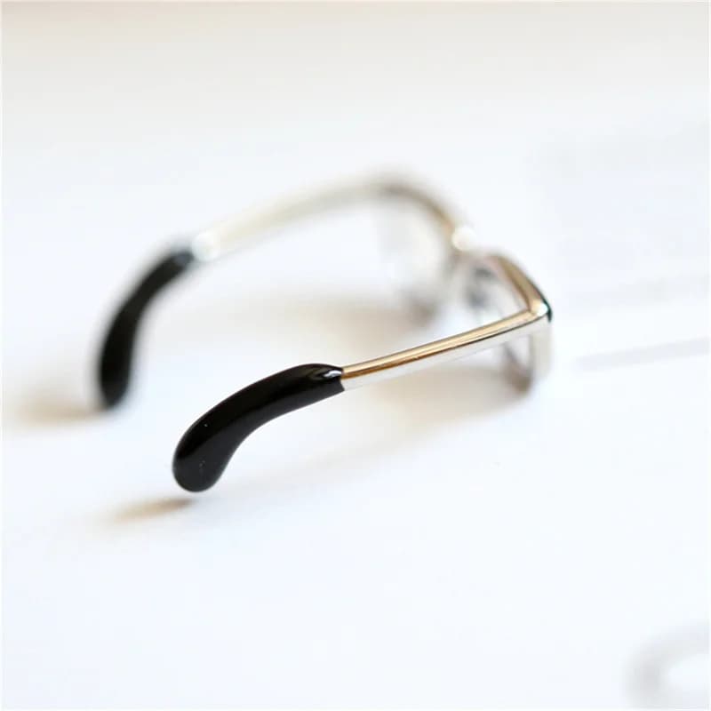 1 pz Mini Anello Aperto Regolabile a Forma di Occhiali, Smaltato, Accessori per Bambole
