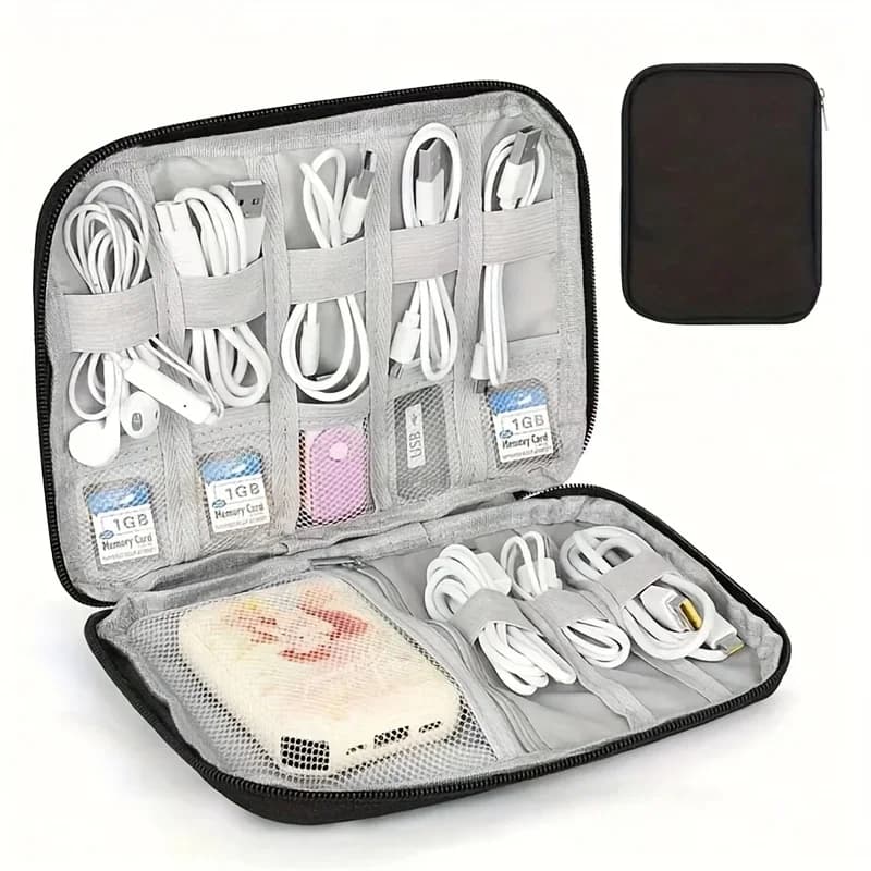 Organizer da Viaggio per Cavi 1pz, Borsa Multi-Tasca per Elettronica, per Caricabatterie, Power Bank, Schede di Memoria, Custodia Portatile per Dispositivi Tecnologici