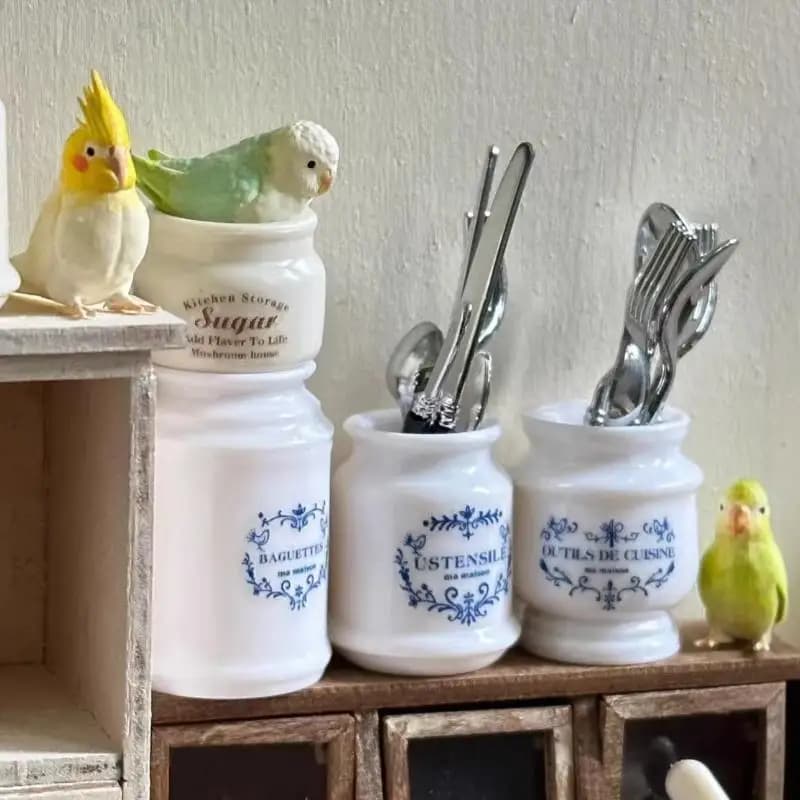 3Pcs Mini Storage Box Chopstick Holder Model 1/6 Scale Miniature Dollhouse Kitchen Dining Set Doll Accessories Girl Gift