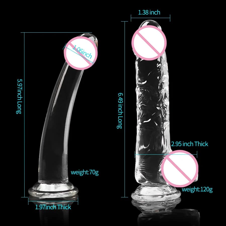 2 pezzi 1set Dildo realistico in Silicone morbido con ventosa per le donne gioco per adulti masturbatore per pene carino giocattolo del sesso gelatina di cristallo trasparente